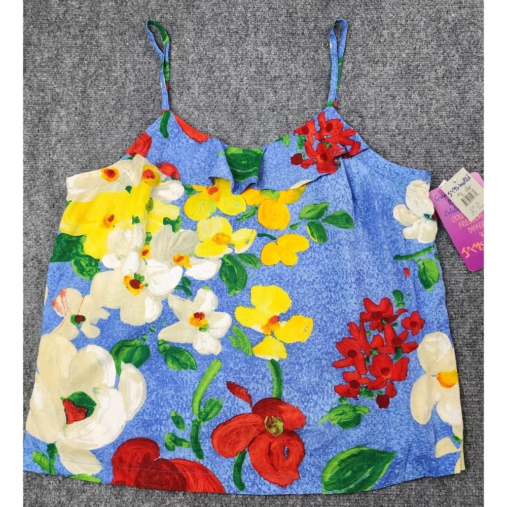 Vintage Jam's World XL Delight Blue Bonnet Floral‎ Tank Top Deadstock Brand New